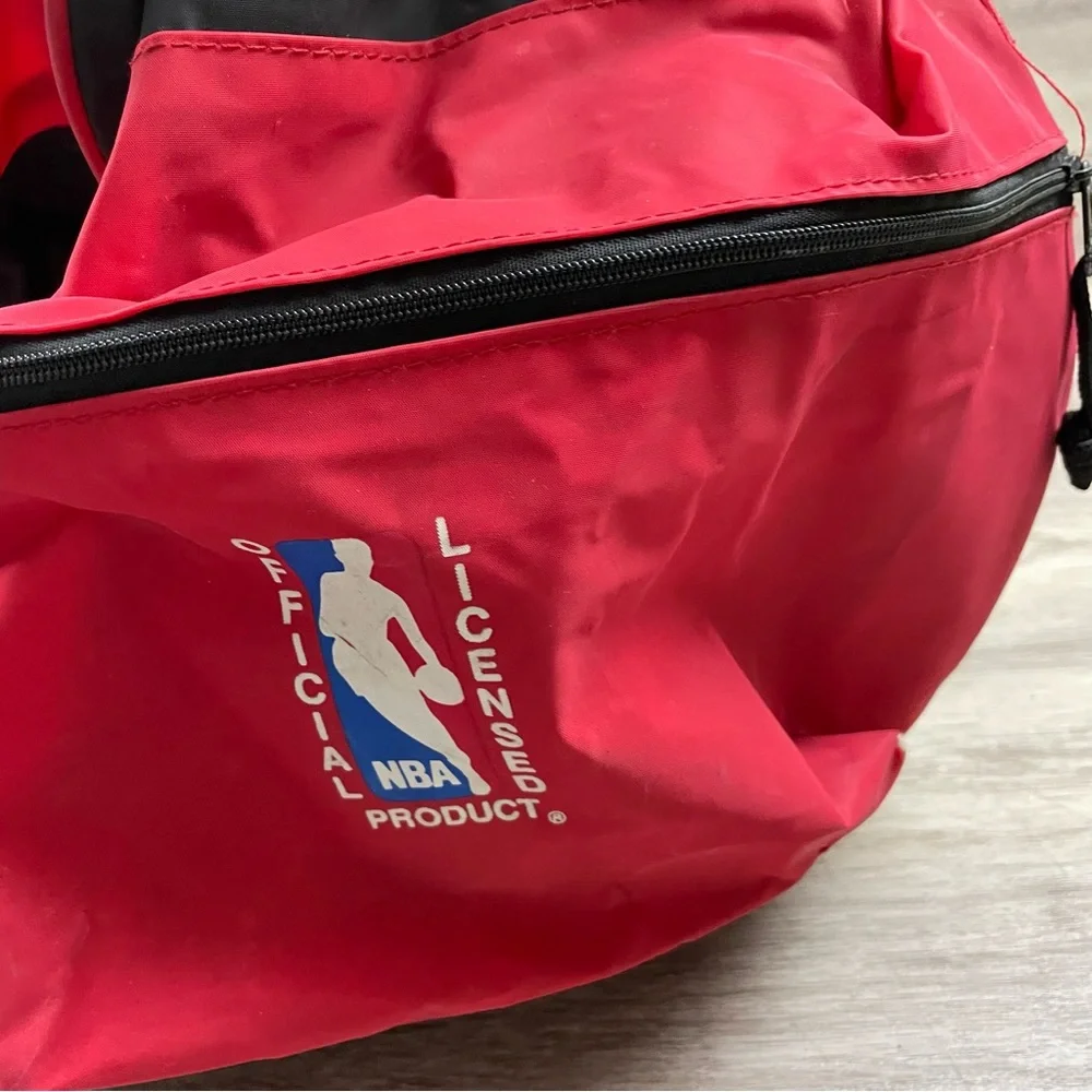 Vintage 90's Chicago Bulls Duffle Bag NBA Red Black 20” x 10”